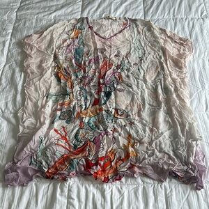 Soft surroundings Floral Multicolor Sheer Women's bathing suit cover up  sz s/m